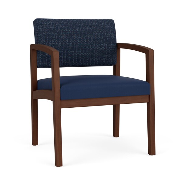 Lesro Lenox Wood Wide Guest Chair Wood Frame, Walnut, RF Blueberry Back, MD Ink Seat LW1201 - main
